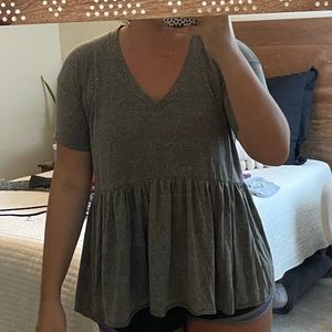 tshirt material v-neck babydoll style shirt